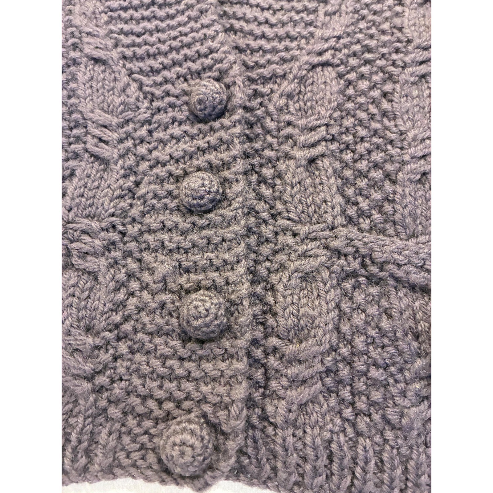 Vintage Hand-Knit Ellen Tracy Wool Cardigan – Taupe Eggplant Short Knit