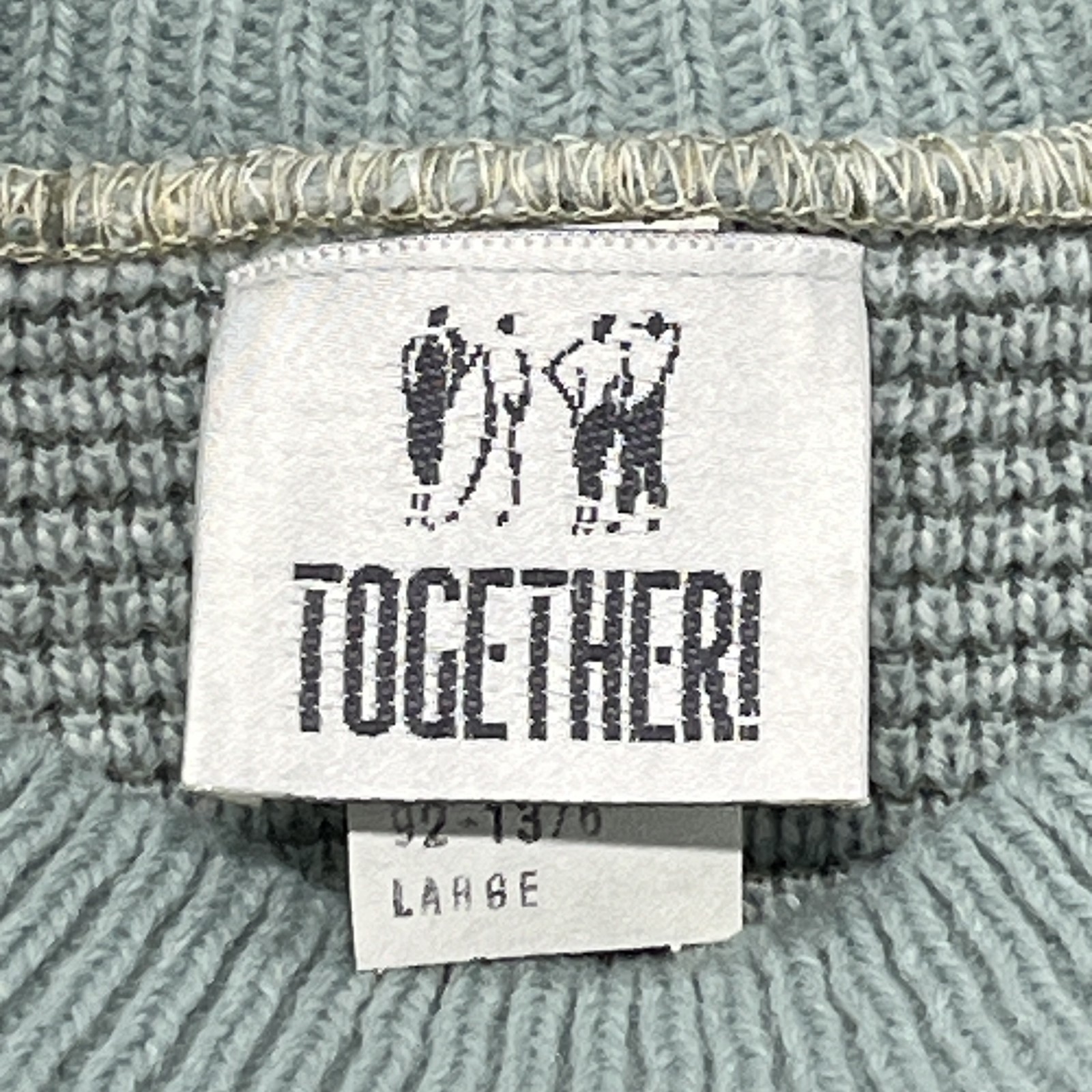 Vintage Rare 80s Together NWT Mint Green/Gray Geometric Rose Sweater Large