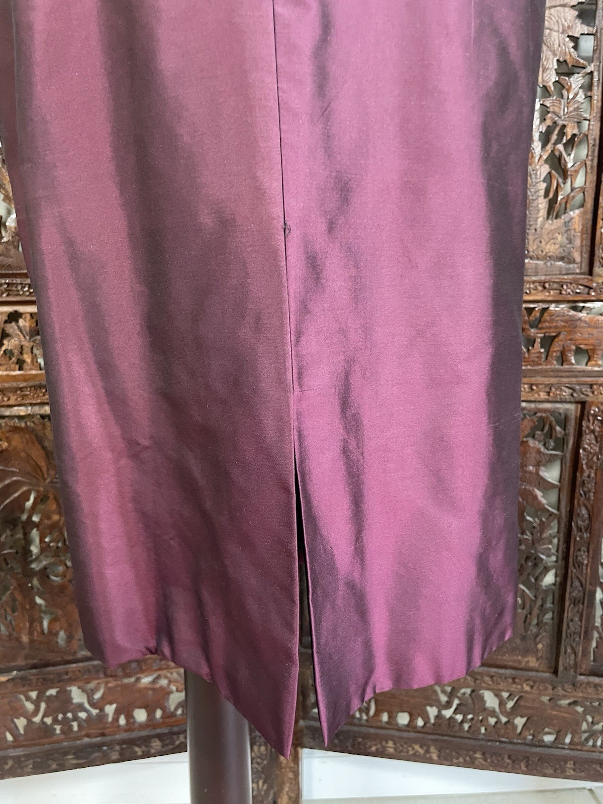 Vtg 1990s Catherine Regehr Dress Burgundy Silk Taffeta Evening Formal Dress Sz S