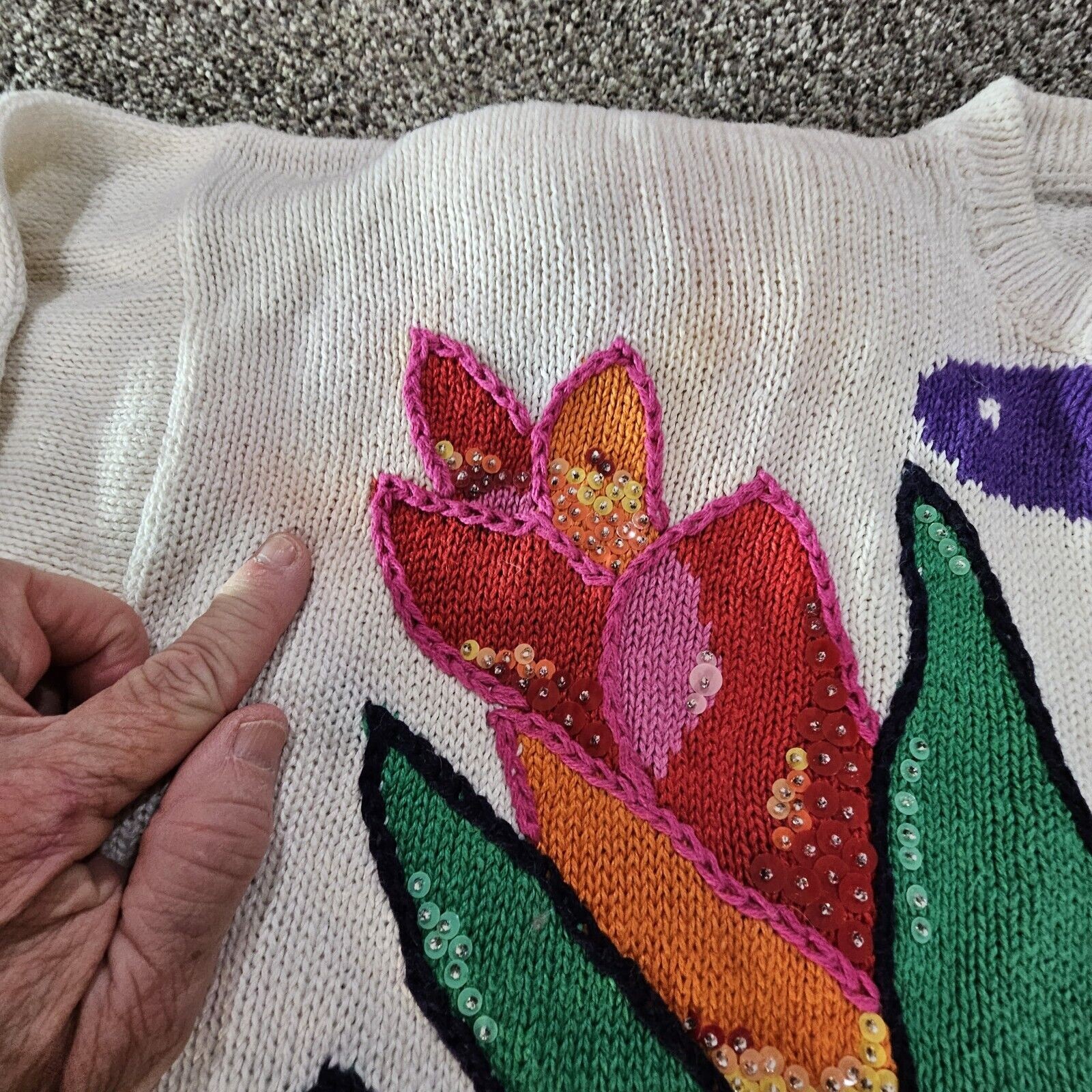 Cervelle Vintage 1990s Sweater Women’s XL Funky Colorful 3-Dimensional Knit+Pads