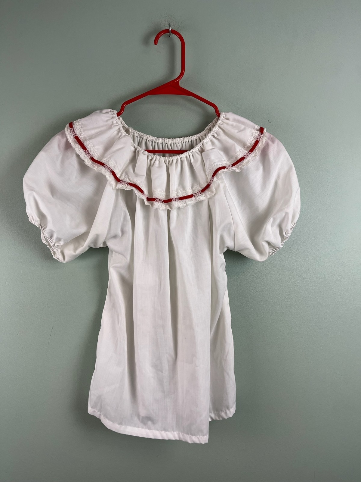 VTG 60s Pete Bettina Smocking & Lace Square Dance Top Size L? Renaissance Boho