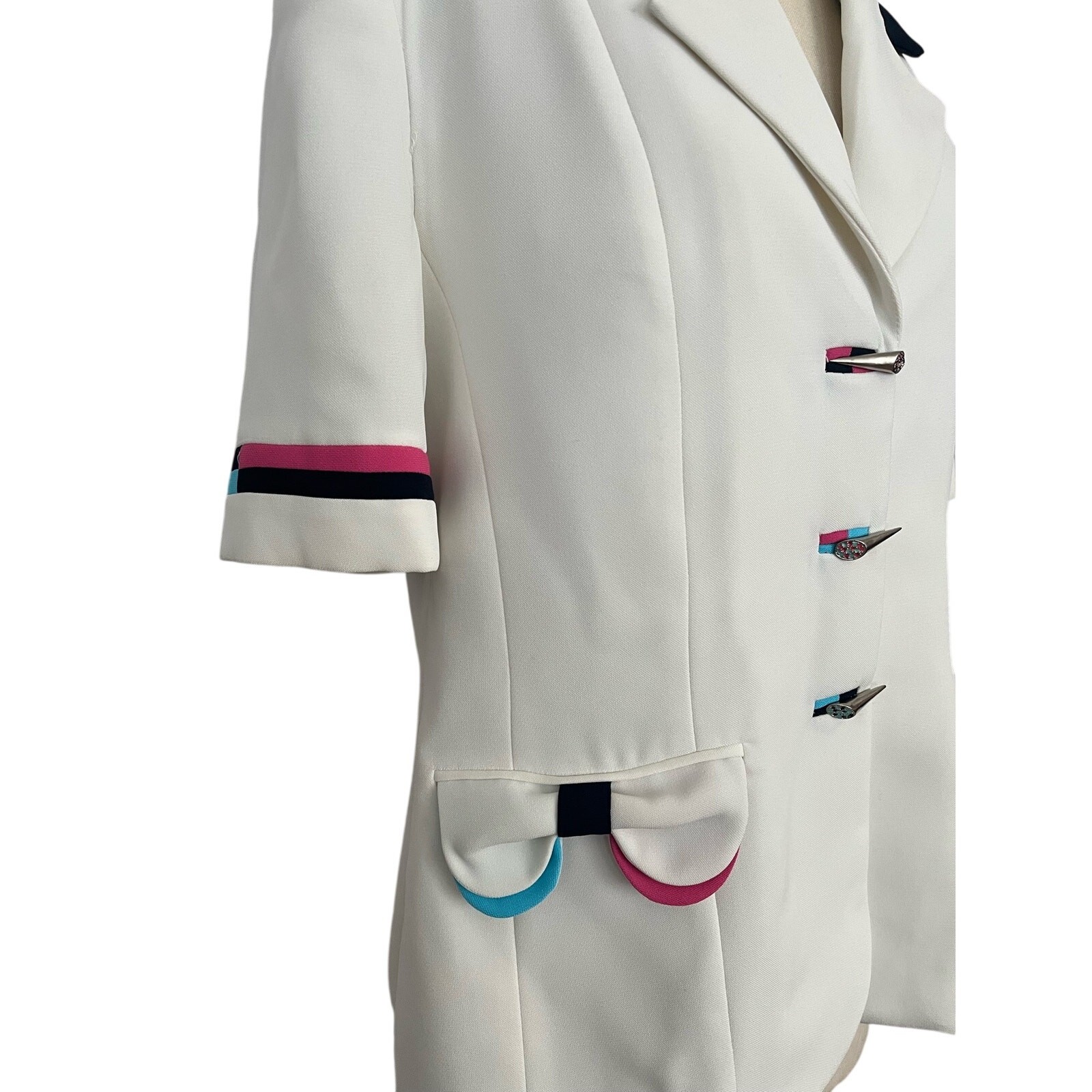 Vintage 80s Blazer colorful trim buttons Hana Class Made in Egypt 42 EU 6 US