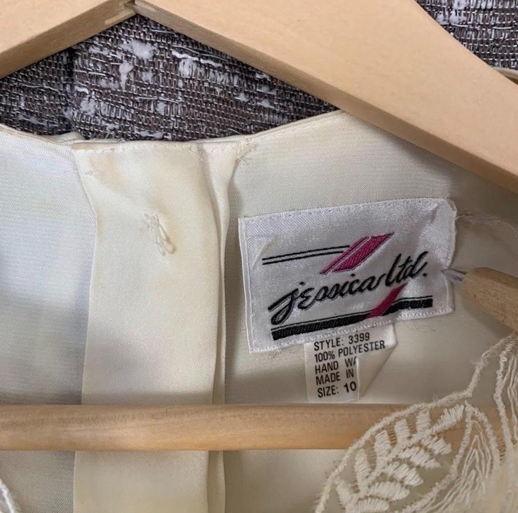 Vintage 70s 80s Jessica Ltd Floral Lace Cream Blouse Victorian Cottagecore Sz 10
