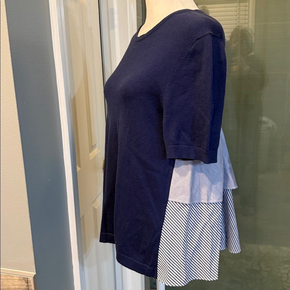 Vineyard Vines Mixed Media Tiered Sweater Blue Nautical Size Small