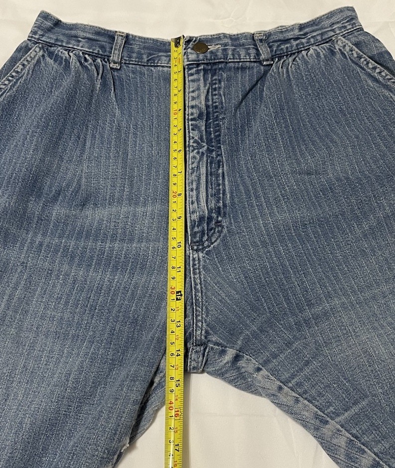 Vtg 80s Lee Riders Pinstripe Jeans High Waisted Union Made USA Mom Denim 16