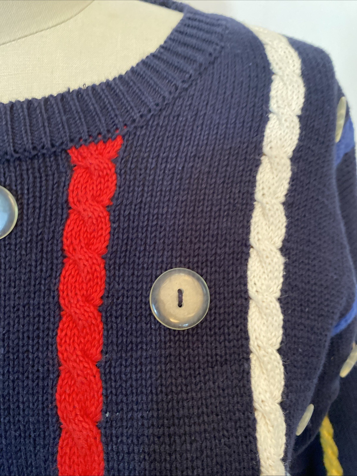VTG Chaus Cotton/Ramie Rainbow Stripe Knit Sweater Top Large Made In Hong Kong