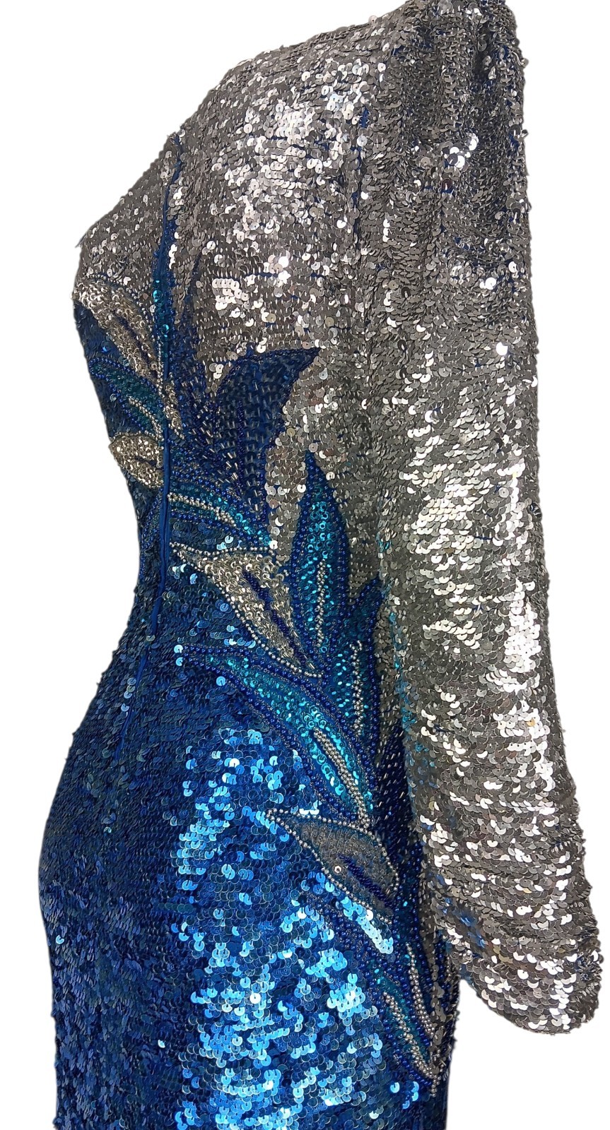 Vintage 80’s Shomax Originals Sequin/Bead One Shoulder Assymetrial Hem Dress