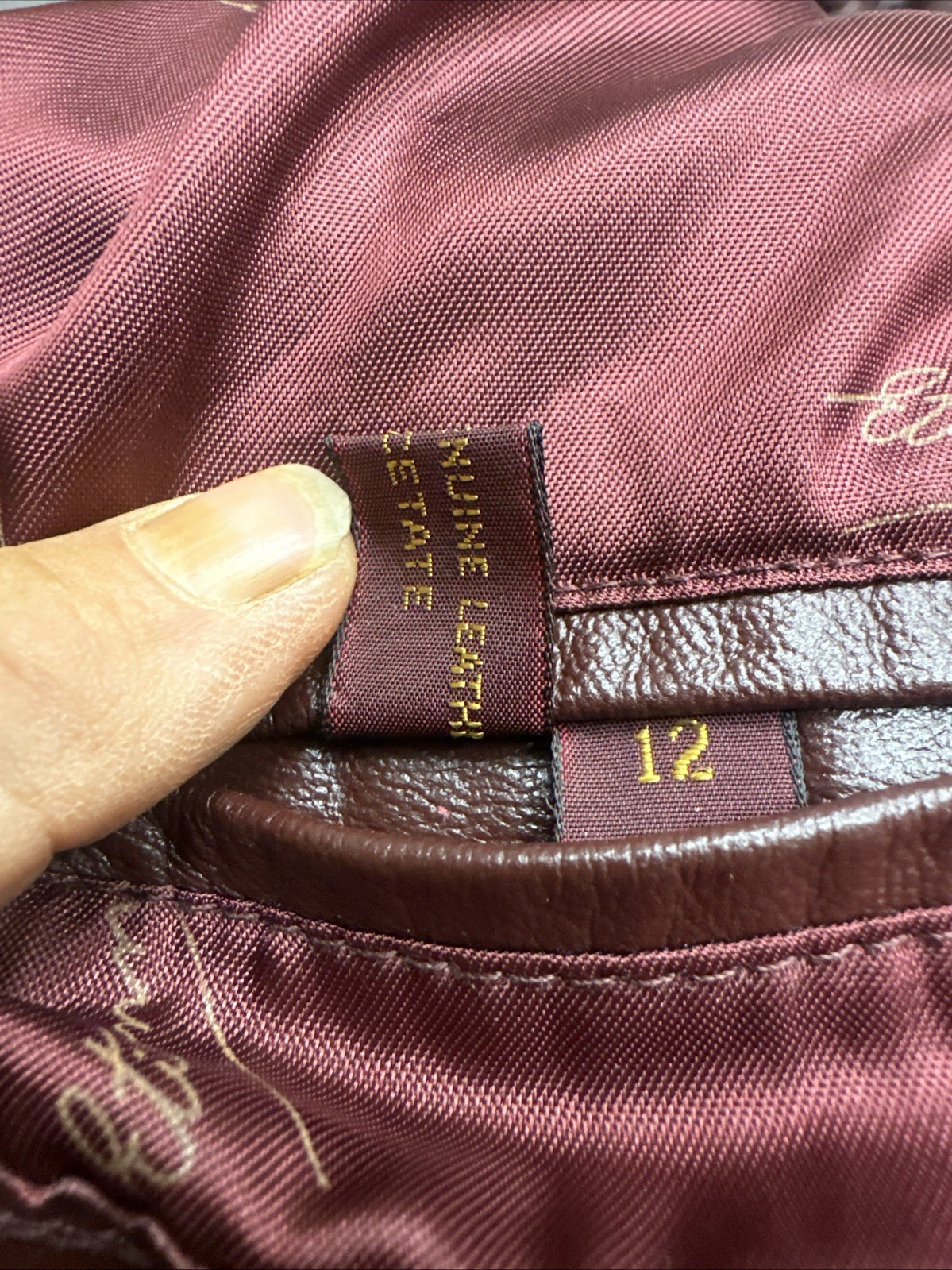 Vintage Etienne Aigner Jacket Red Burgundy Leather Collared Size 12