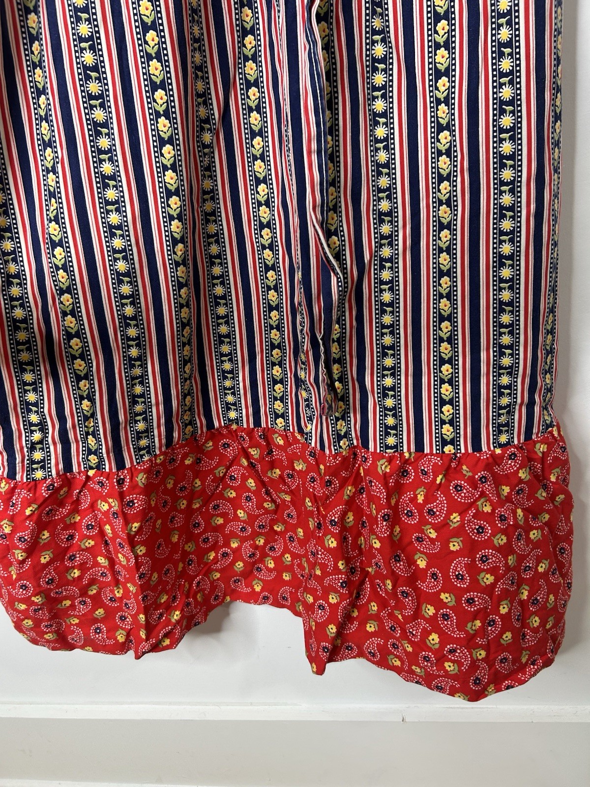 Vintage 1970’s Dress Women’s Red Striped Western Cowgirl Floral Prarie