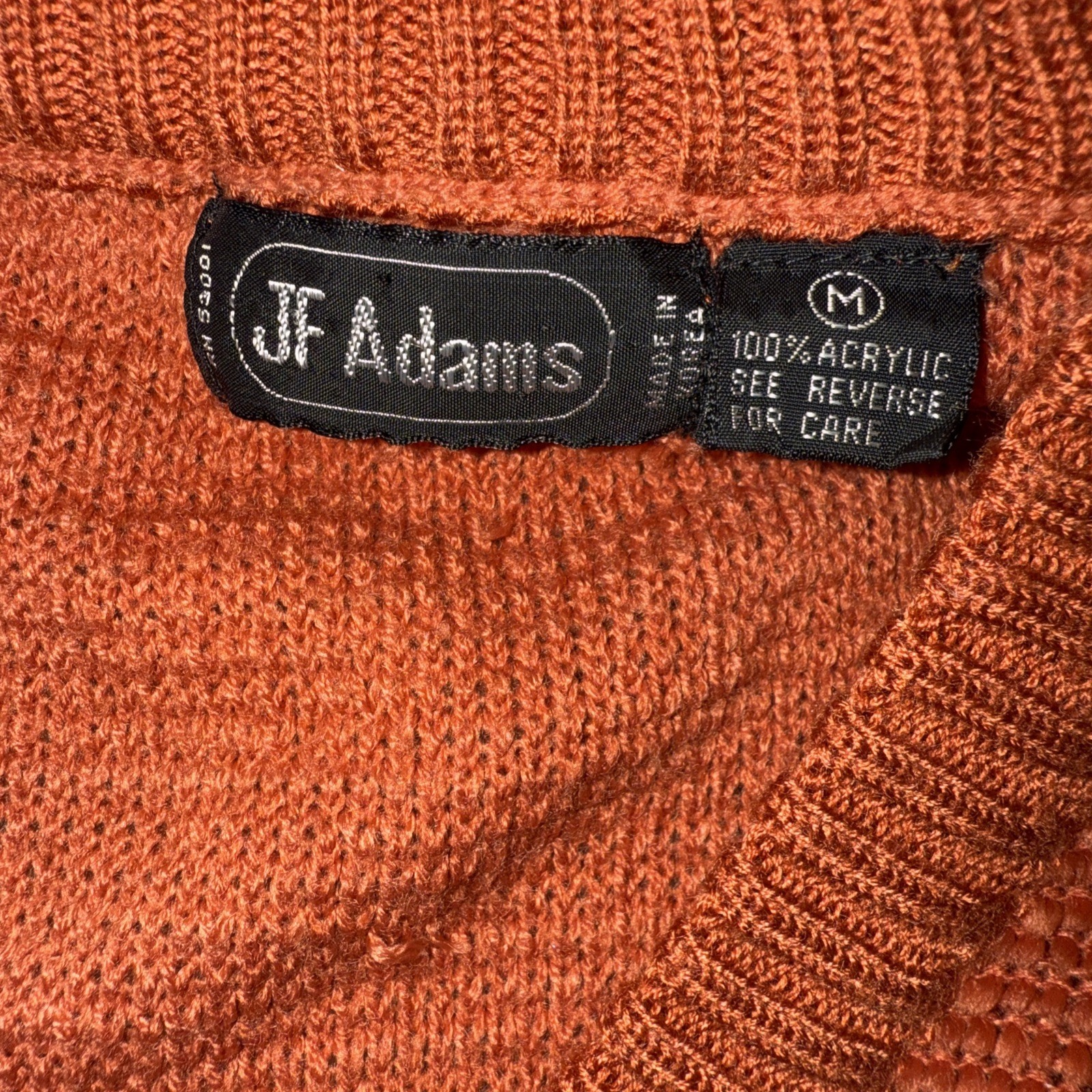 VTG Disco JF Adams Women’s Acrylic Rust Orange Textured Long Sleeve Shirt Read