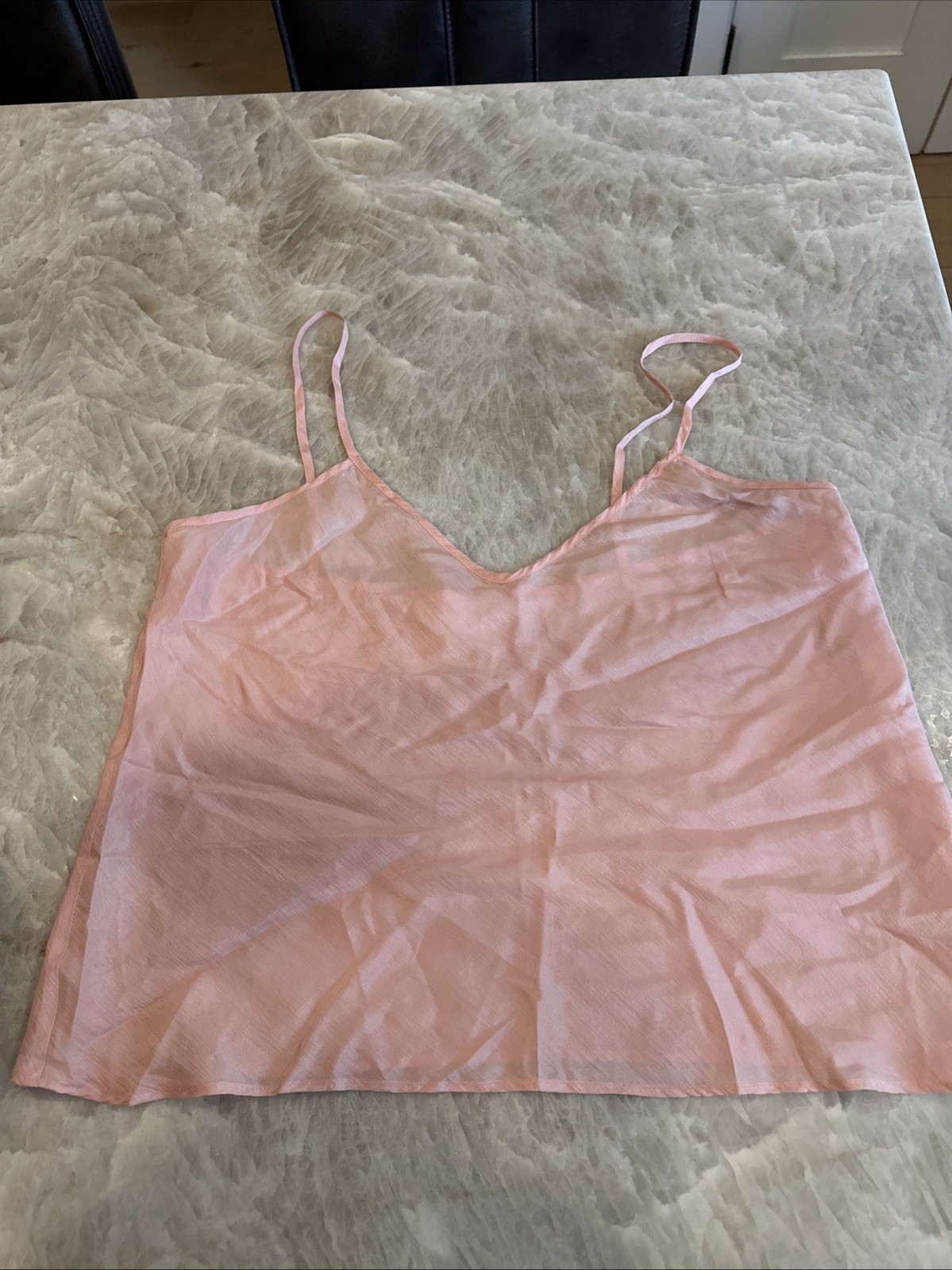 Vintage Unbranded Pale Pink Silk Camisole 36” Bust 33” Underarm 18” Long Not Adj