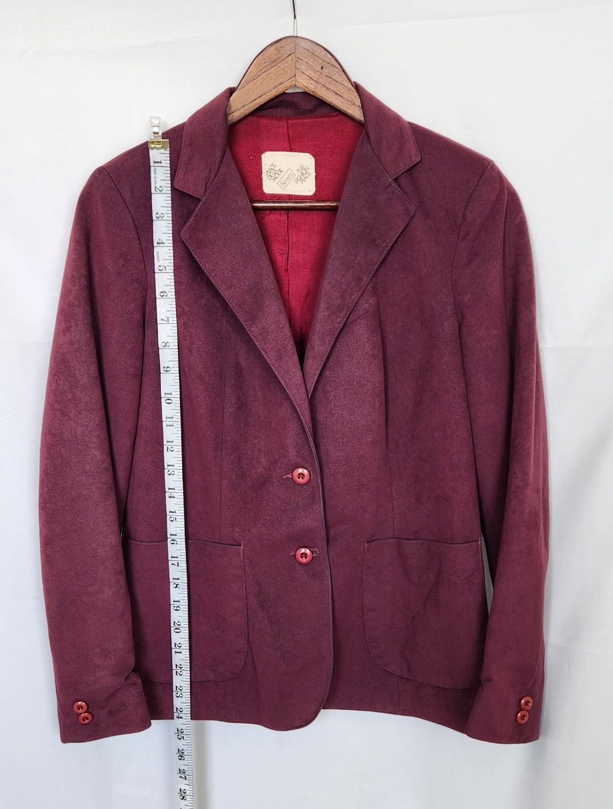Vtg 70s Sears Place De La Mode The Fashion Place Burgundy Blazer Womens Med