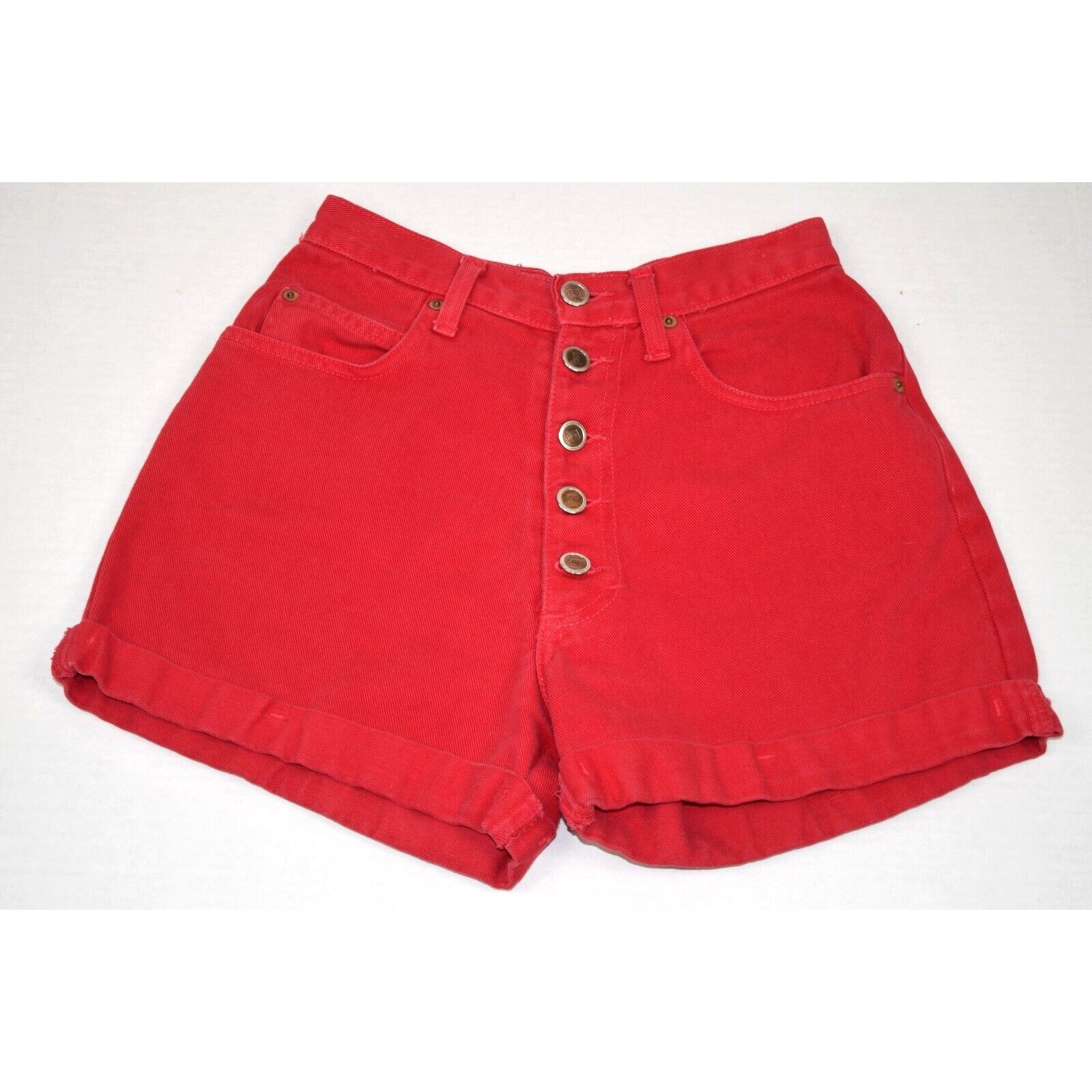 Vintage Jean Shorts LEI Size 3 90s Red Button Fly High Waist Made USA