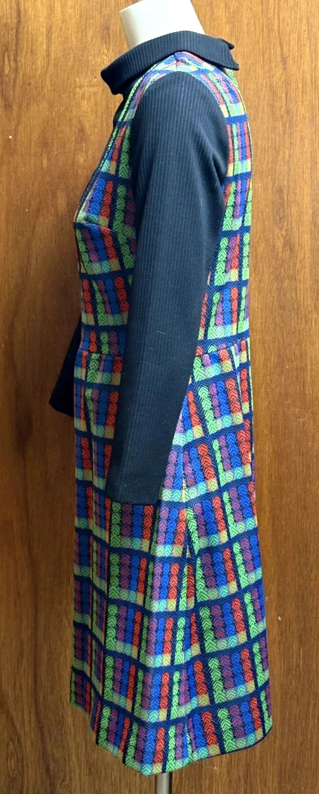 Vintage 70s Mod GoGo Geo Rainbow Print Pinafore Jumper Dress by It’s Better 16