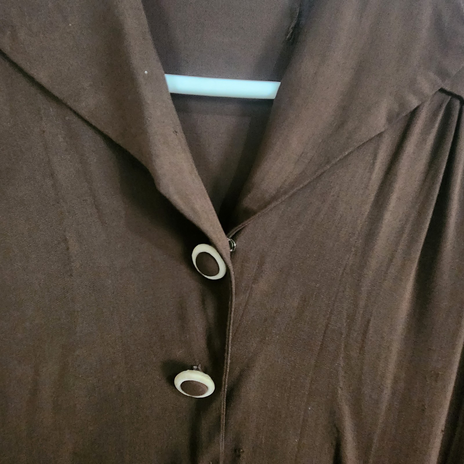 Original 40s Brown Dress M Hollywood Glamour WWII Pinup Land Girl Swing Dance
