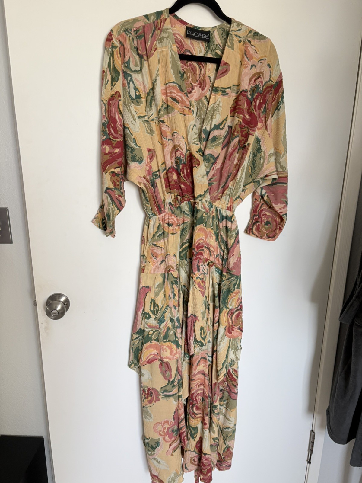 Phoebe Vintage 1980s Rayon/Nylon Floral Flowy Layered Cottage Core Dress