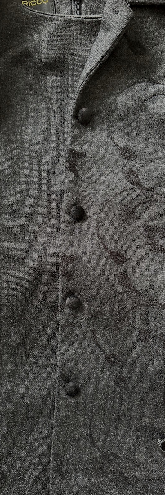 Vintage 90s Donna Ricco NY 2-Pc Dress Suit – Charcoal Gray Floral – Size 8P