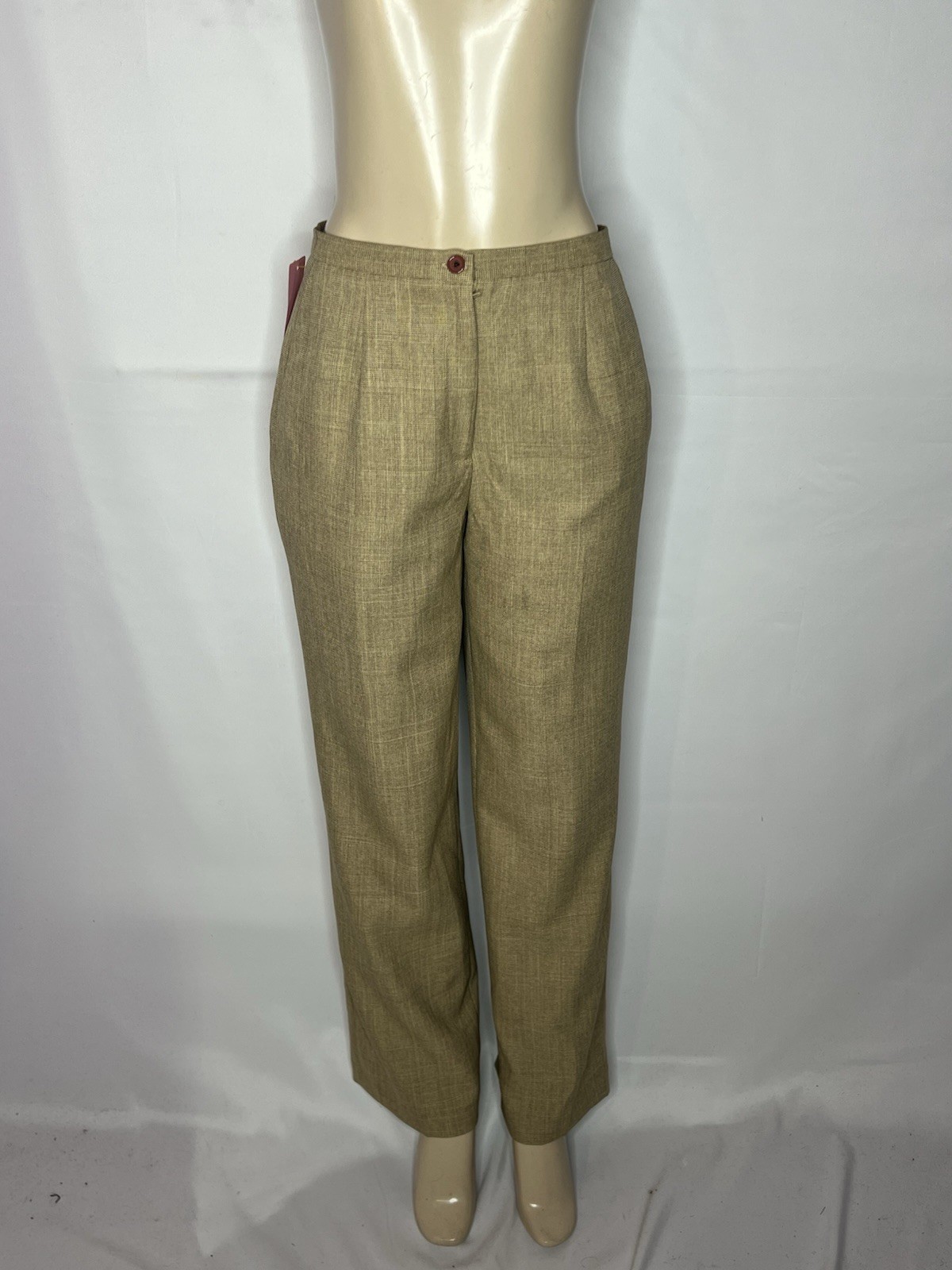 VINTAGE STANLEY BLACKER TAN/BLACK TRIM PANT SUIT SZ 8