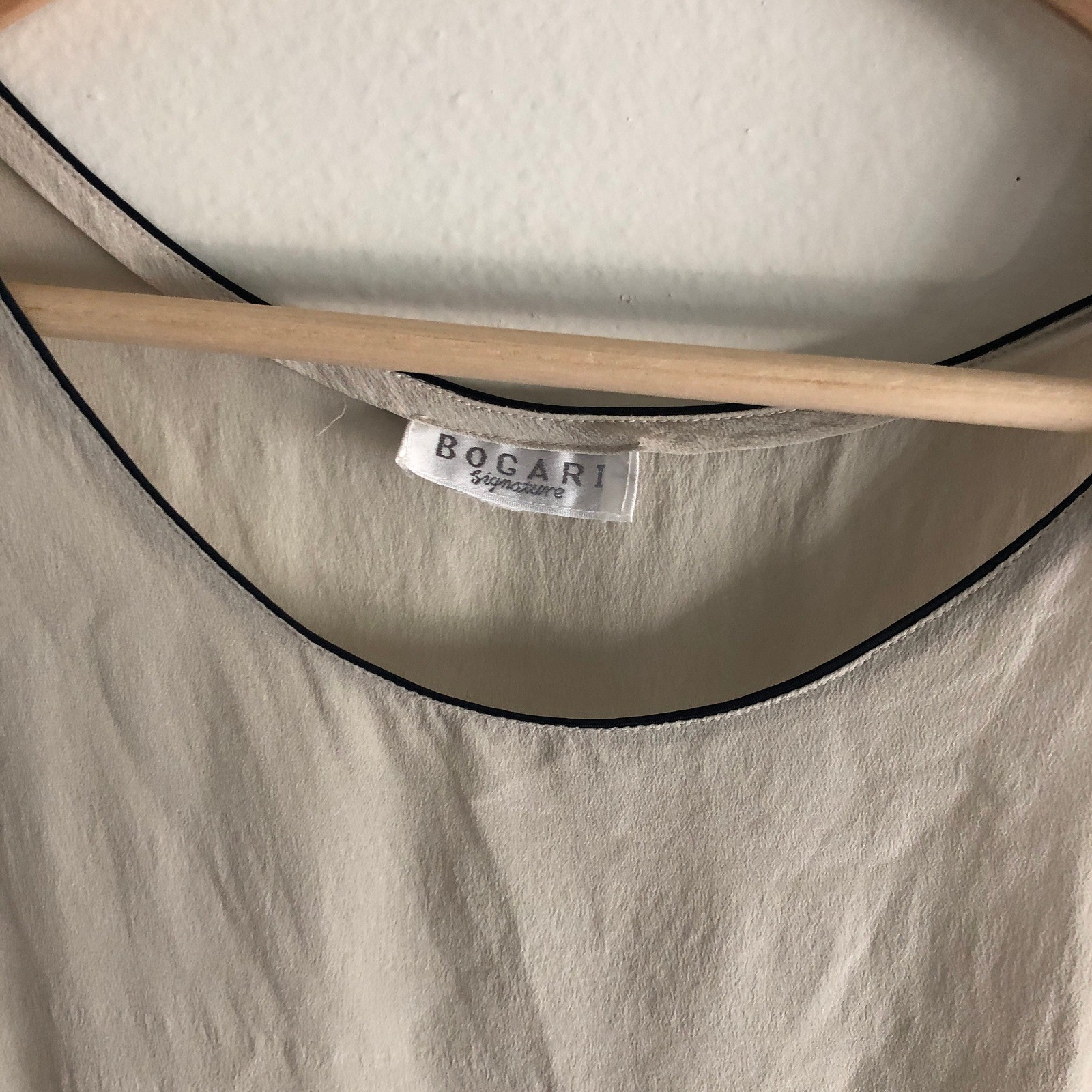 Vintage Semisheer Creme Silk Bogari Signature Loose Tank Top / White Blouse