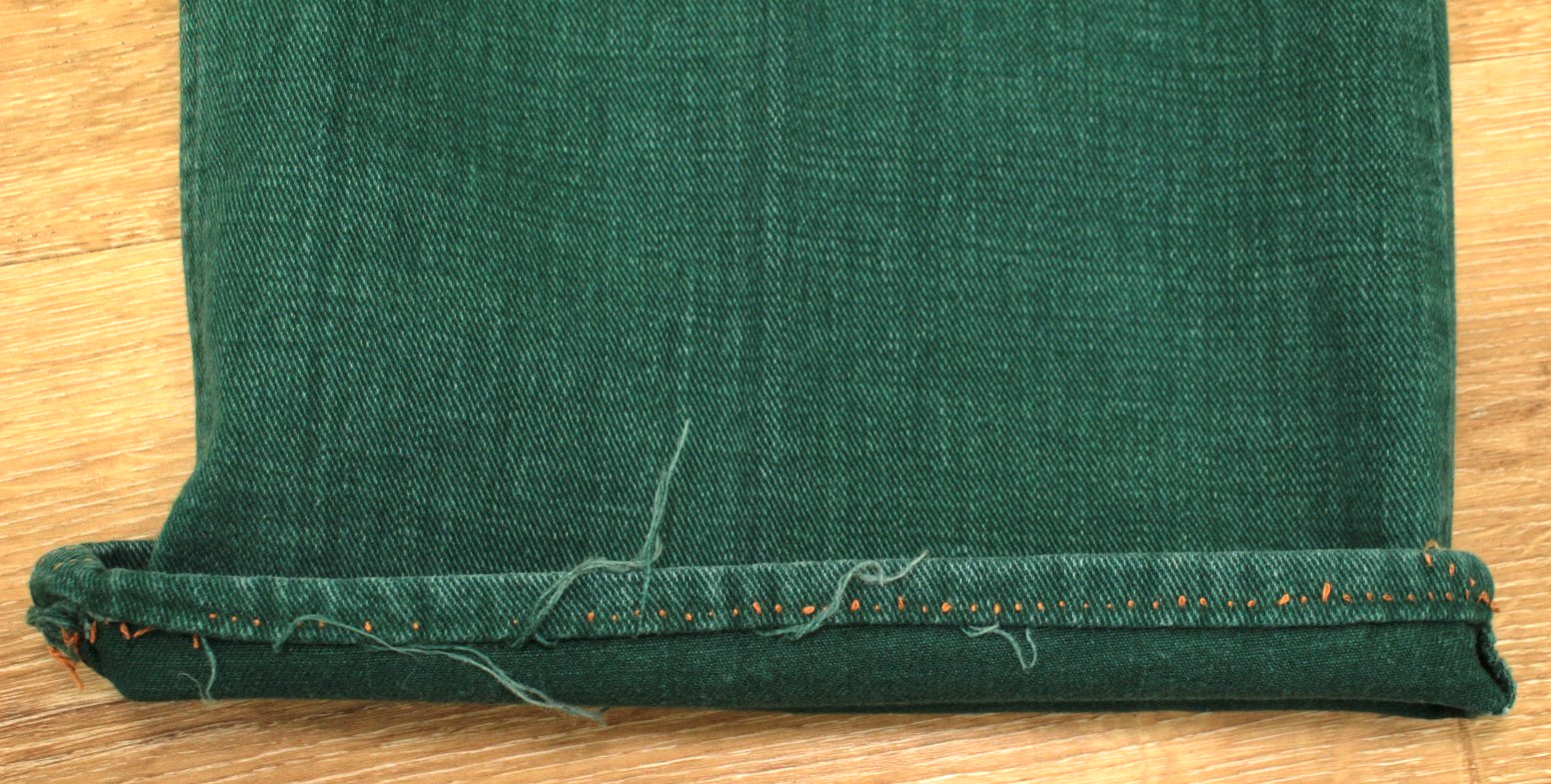 VTG Womens 70s Hunter Green Denim Snap Button Fly Bell Bottom Jeans Sz 28″ 1970s