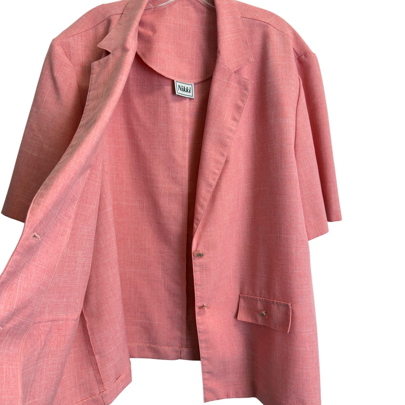 Nikki Vintage Pink Skirt Suit Set Short Sleeve Blazer Elastic Waist Skirt 3X