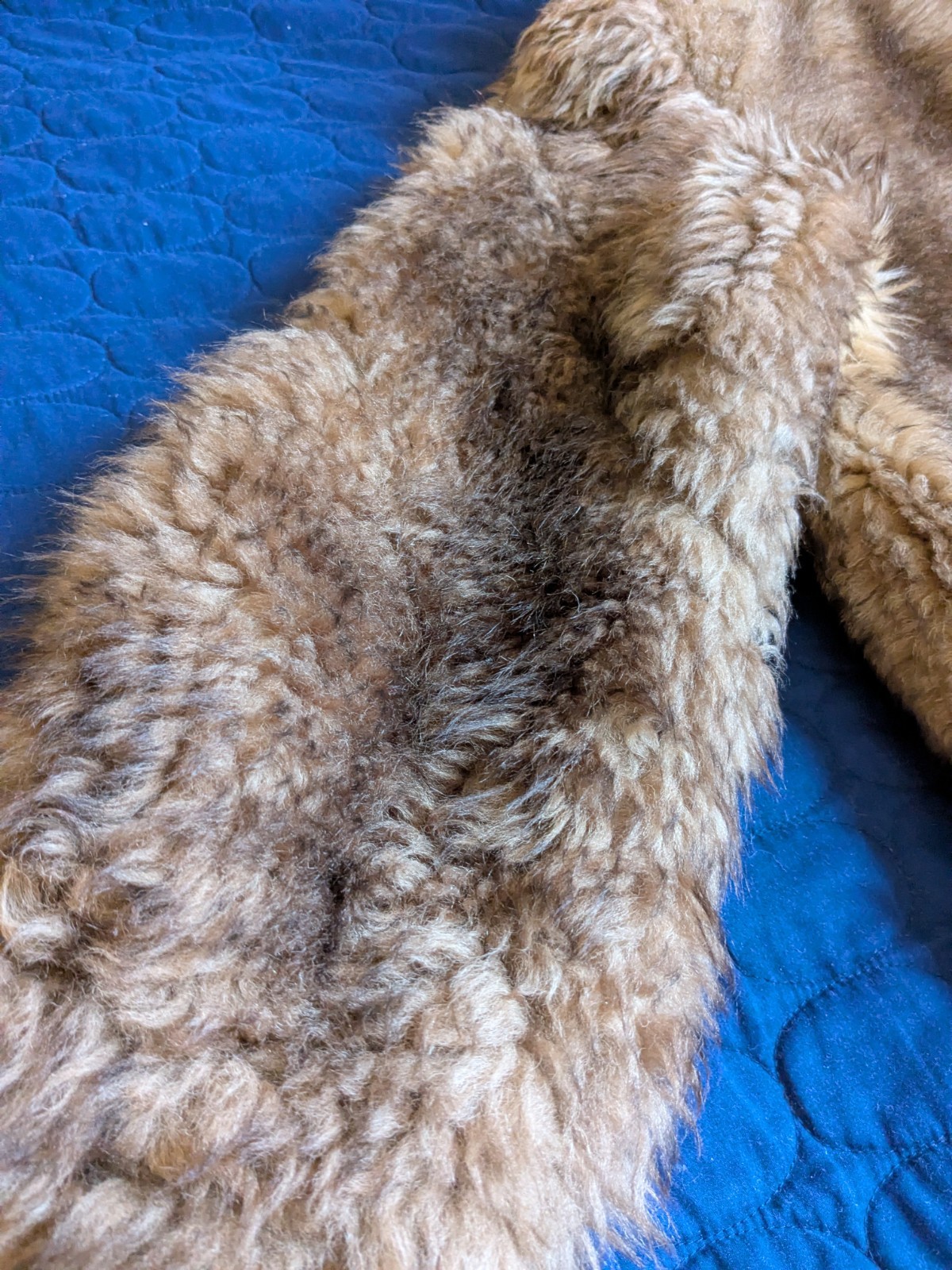 Vtg Ardney Genuine Suede Lamb Shearling Long Pile Wool Puffer Bomber Size 12 Tan