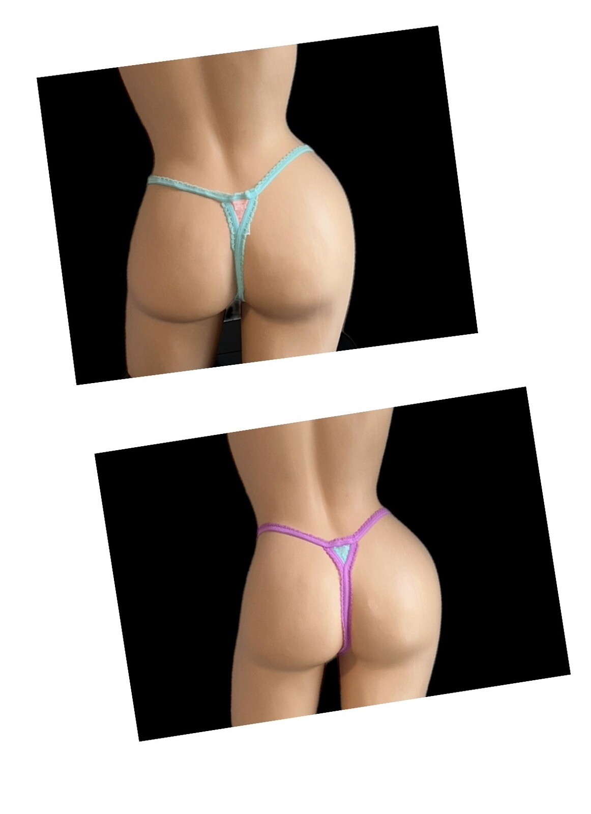 Lot of 2 Saramax Purple & Green Nylon String Bikini Thong Panties XXL/9 NOS