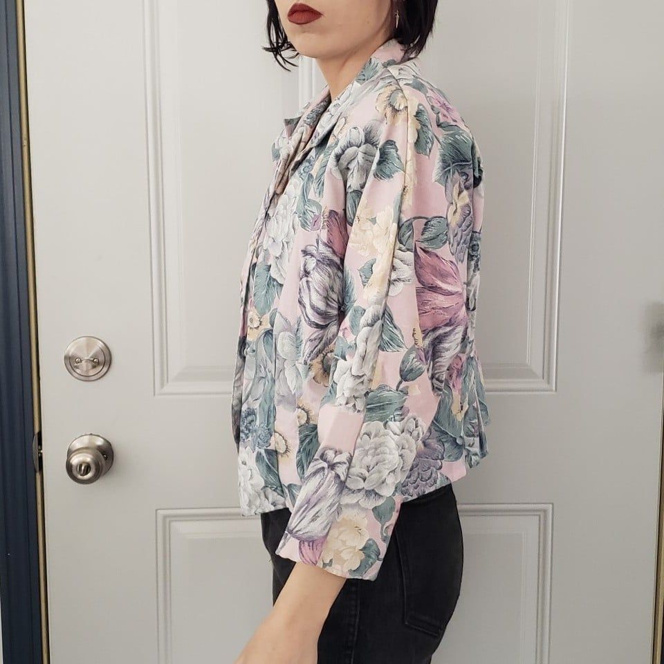 80s/90s Deb Pink and Green Floral Jacket