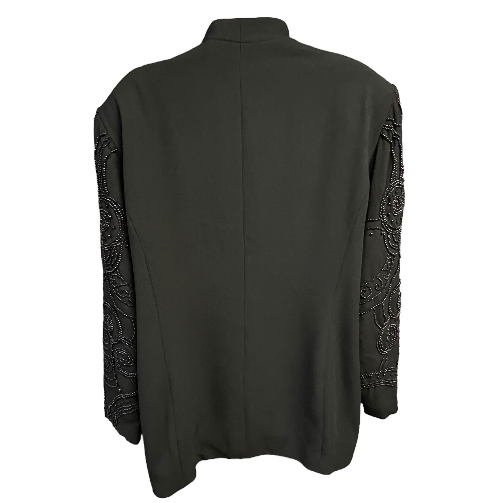 VTG Davinci Jacket 18X Black Beaded Mandarin Collar Swirl Design Dressy Elegant