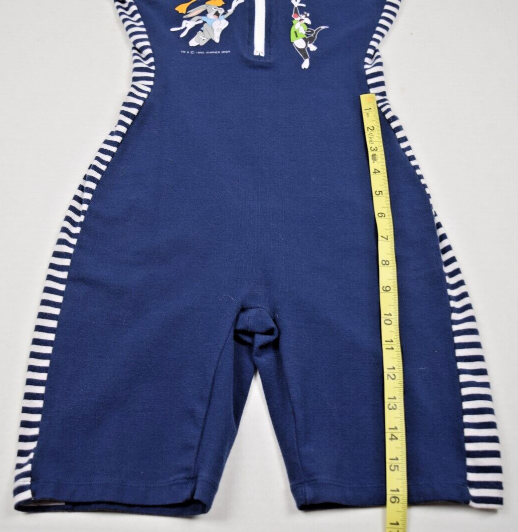 Vintage Jumper Size S/M 90s Looney Tunes Blue White Side Stripes Zip c.1995