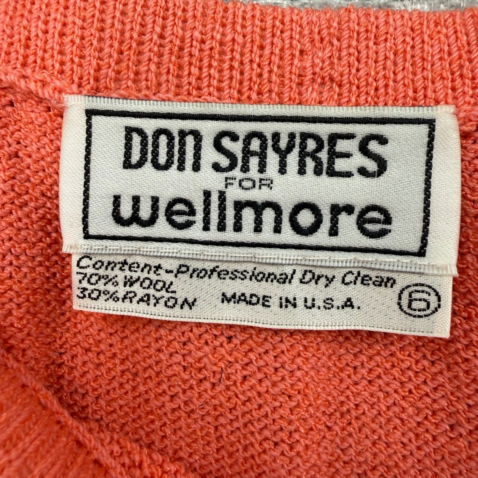 Vintage Don Sayres for Wellmore Skirt Suit Women 6 Salmon Pink Wool Knit Vintage