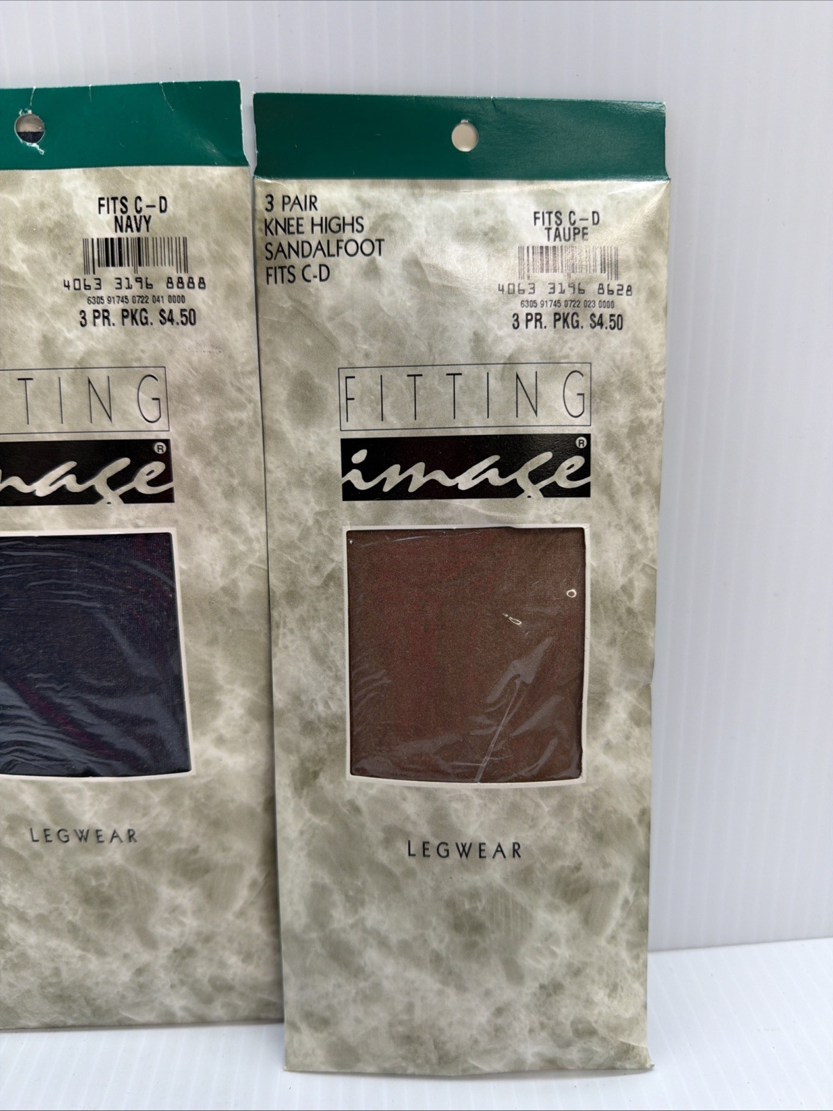 Fitting Image Legwear Knee High Sandalfoot 9 Pairs Navy & Taupe C-D