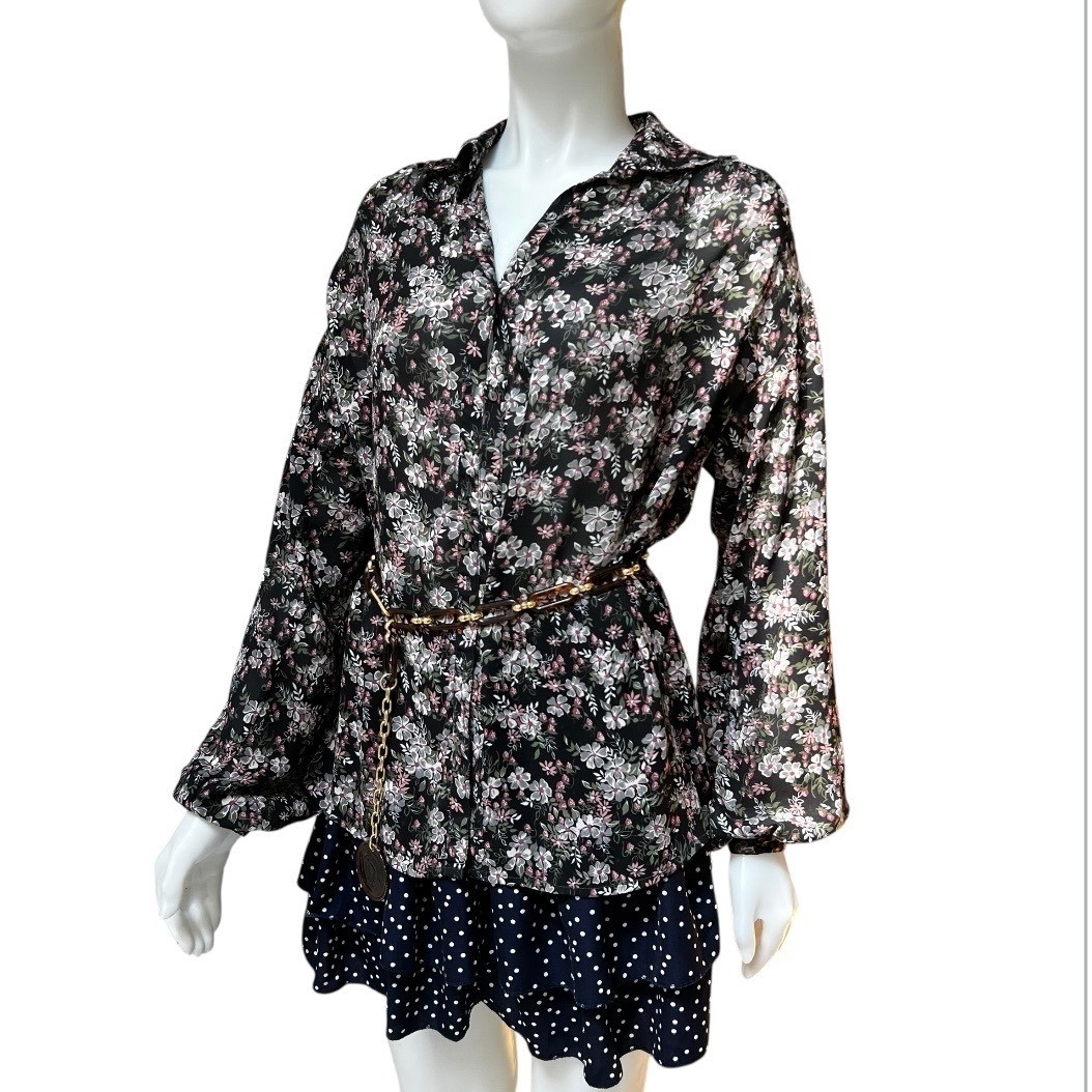 VTG 70s Givenchy for Chesa Floral Blouse 10 Office Siren Dark Fairy French Girl