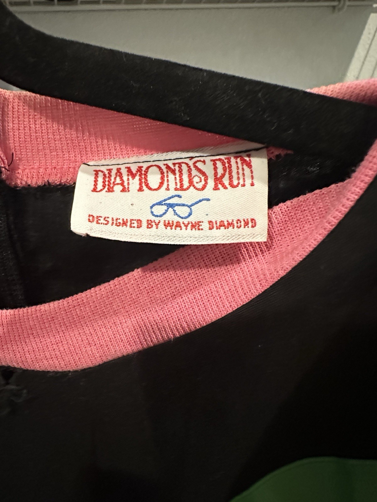Vintage 80s Neon Colorblock Jumpsuit Pantsuit | Black Pink Green | Wayne Diamond