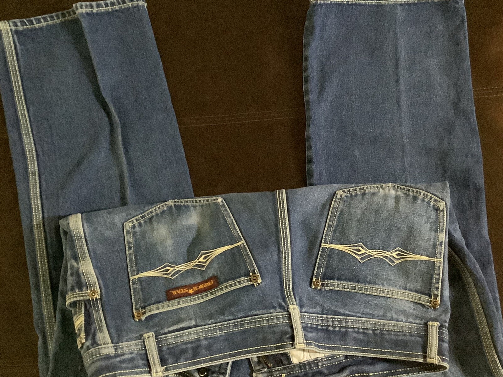 Vintage 70s FRENCH STAR Blue Denim Jeans W 36” Inseam 32”
