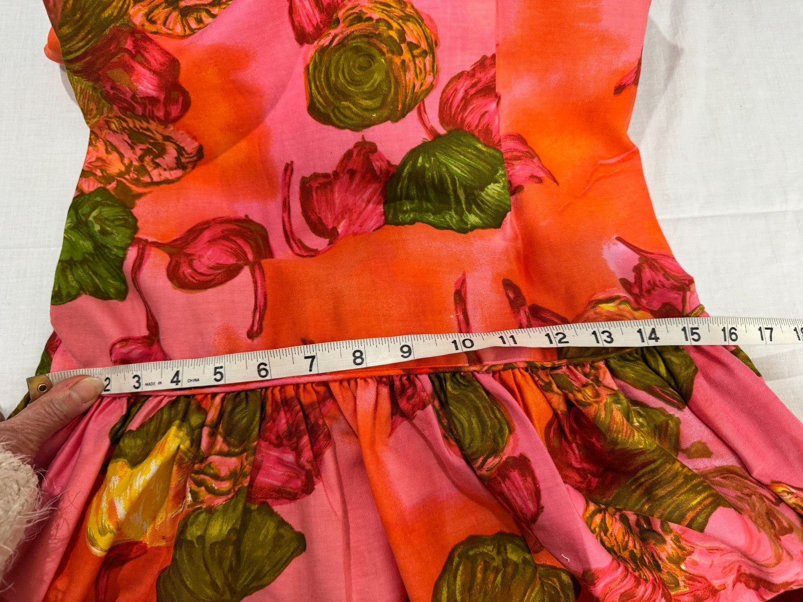 Vtg Liberty House True Hawaiian Dress Short Sleeveless Small Bright Pink Orange