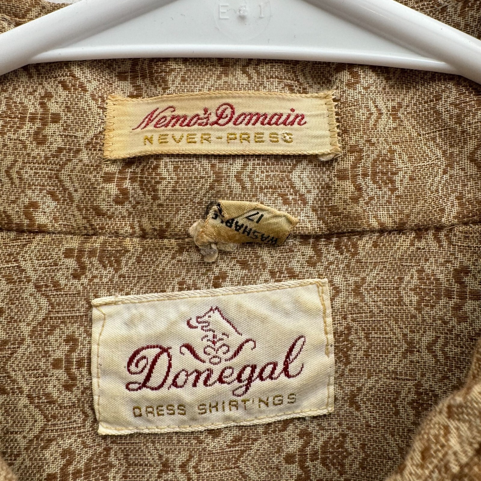 VTG Donegal Size 17 (~XL) Dress Shirt Nemo’s Domain Never-Press 60s 70s 80s