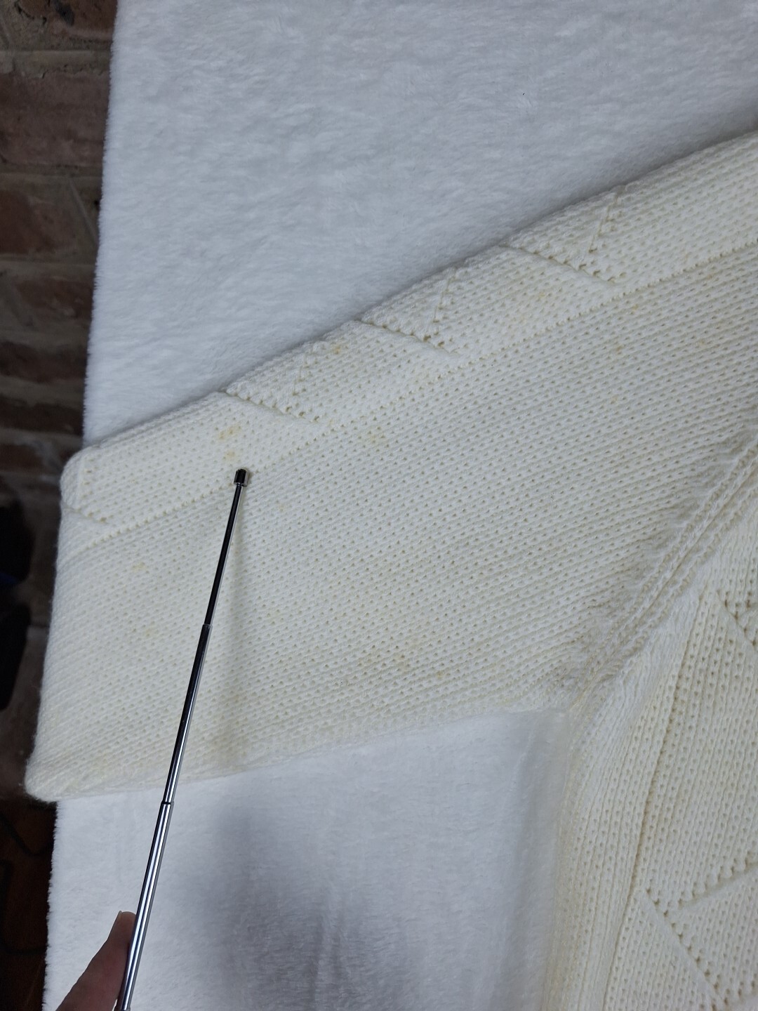 Vintage 60s Sears Womens Cardigan Button Up Sweater Knit Acrylic White Size 38