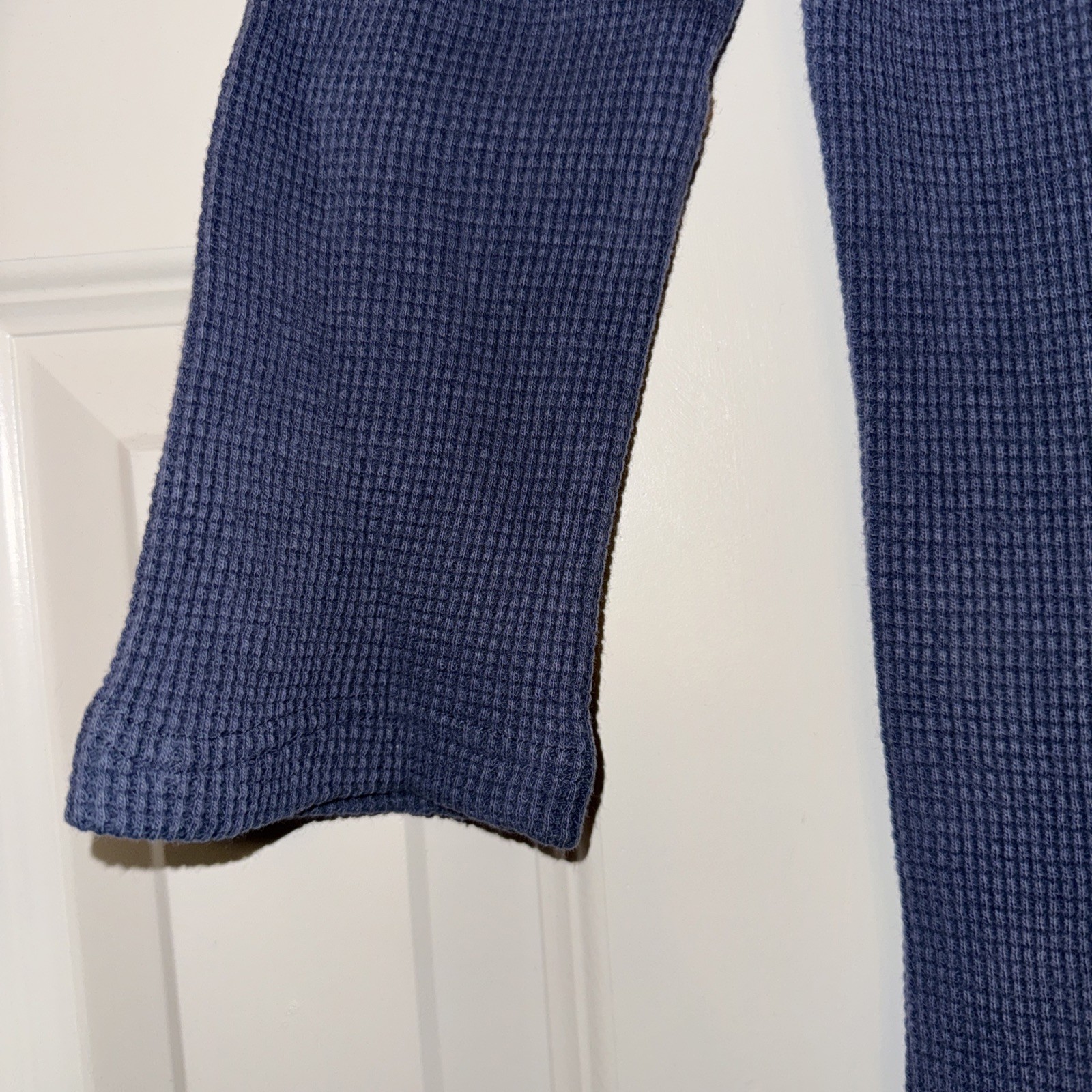 Liz & Jane Indigo Blue Cotton Maxi Dress MEDIUM waffle style long sleeves Y2K