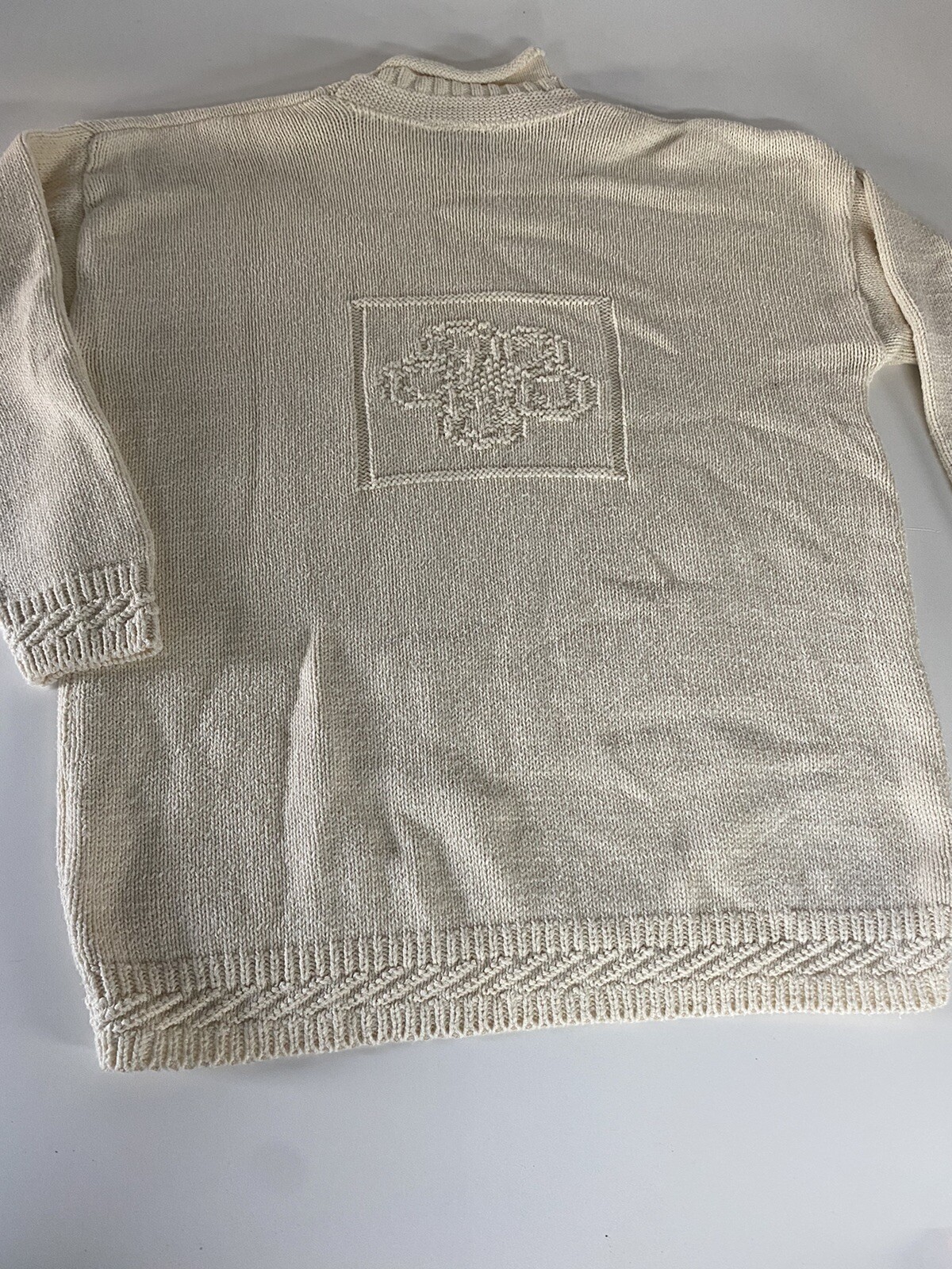 vtg Knit Street sweater-Winter Snow rolled Chunky mock neck Cream Off-White USA!