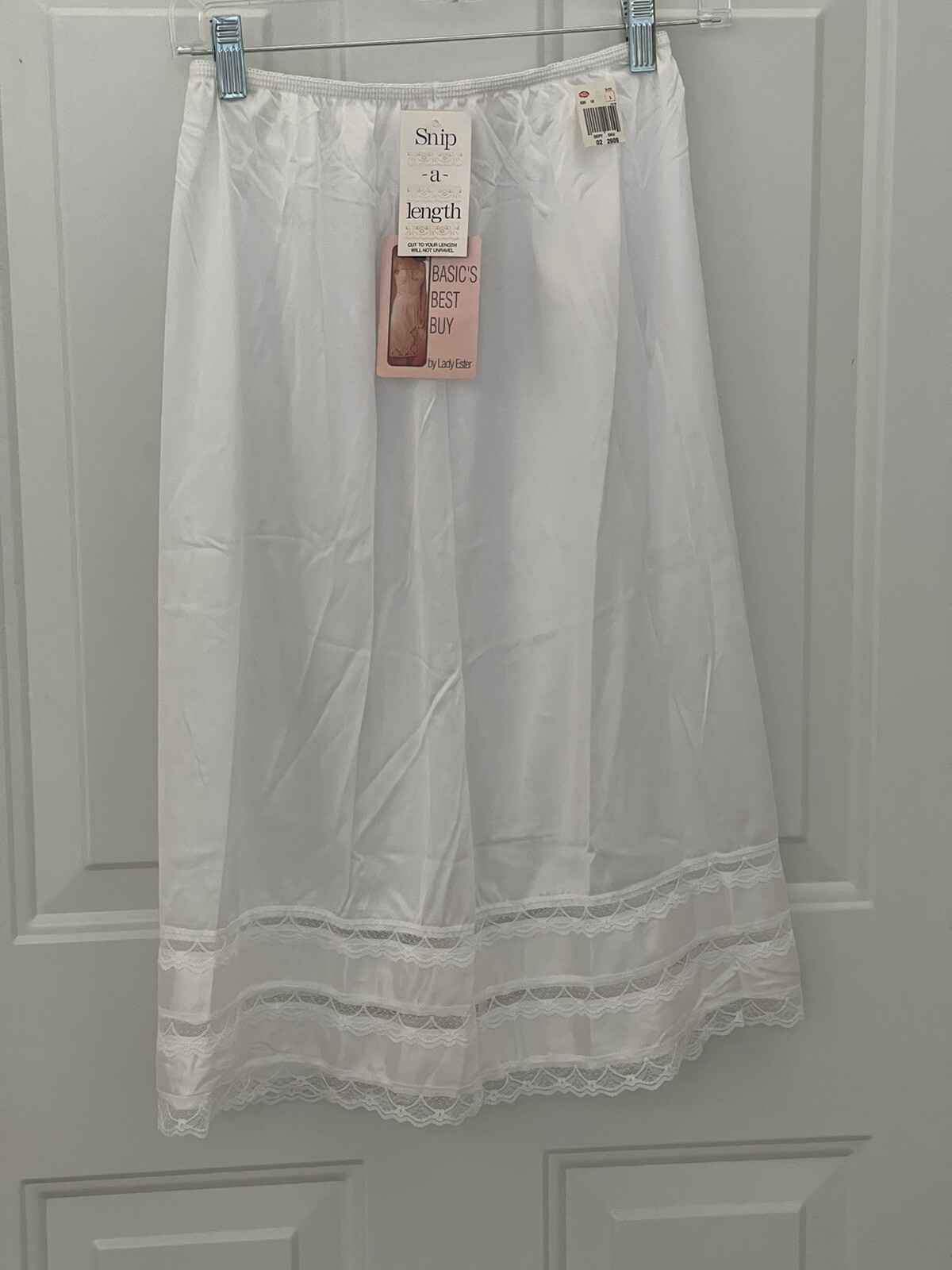 Large White Sliperfection Half Slip LADY ESTER SNIP TO YOUR LENGTH Sz:30/32 NWT