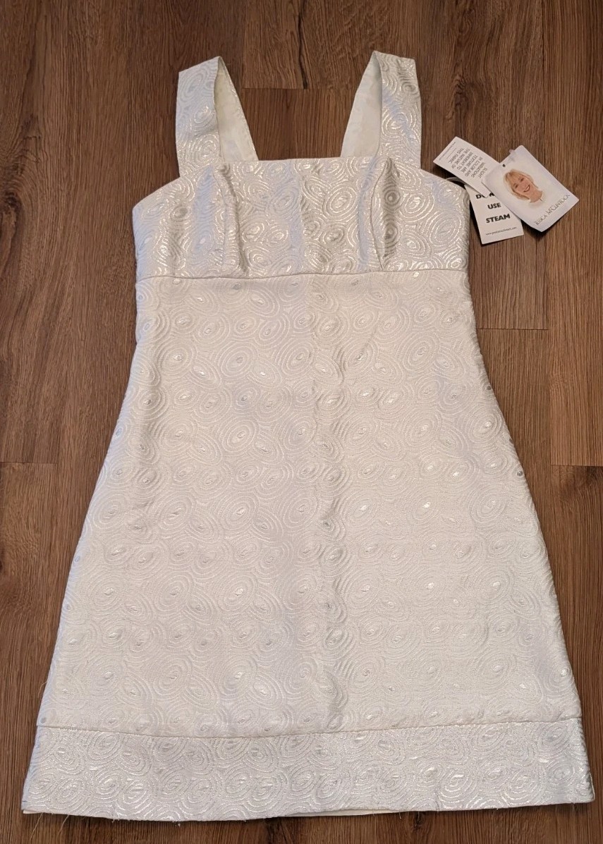 Vintage Y2K Jessica McClintock Mini Dress White Babydoll Empire Waist Size 10