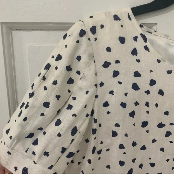 Vintage Harrison Simon Couture Linen Dot Dress Boutique Dead Stock USA Size 6