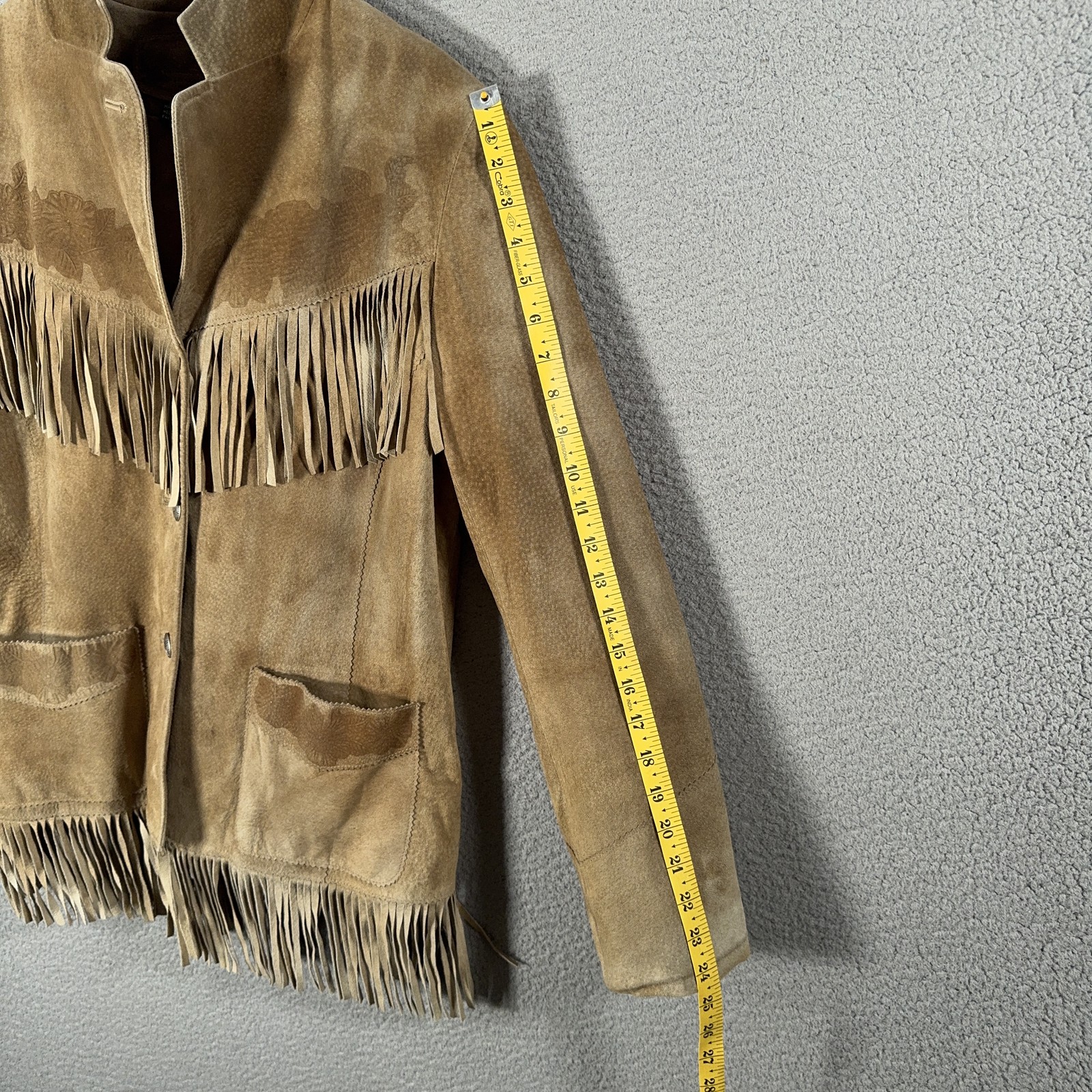 Vintage Ralph Lauren Suede Fringe Jacket Womens Large Brown Western Cowgirl FLAW