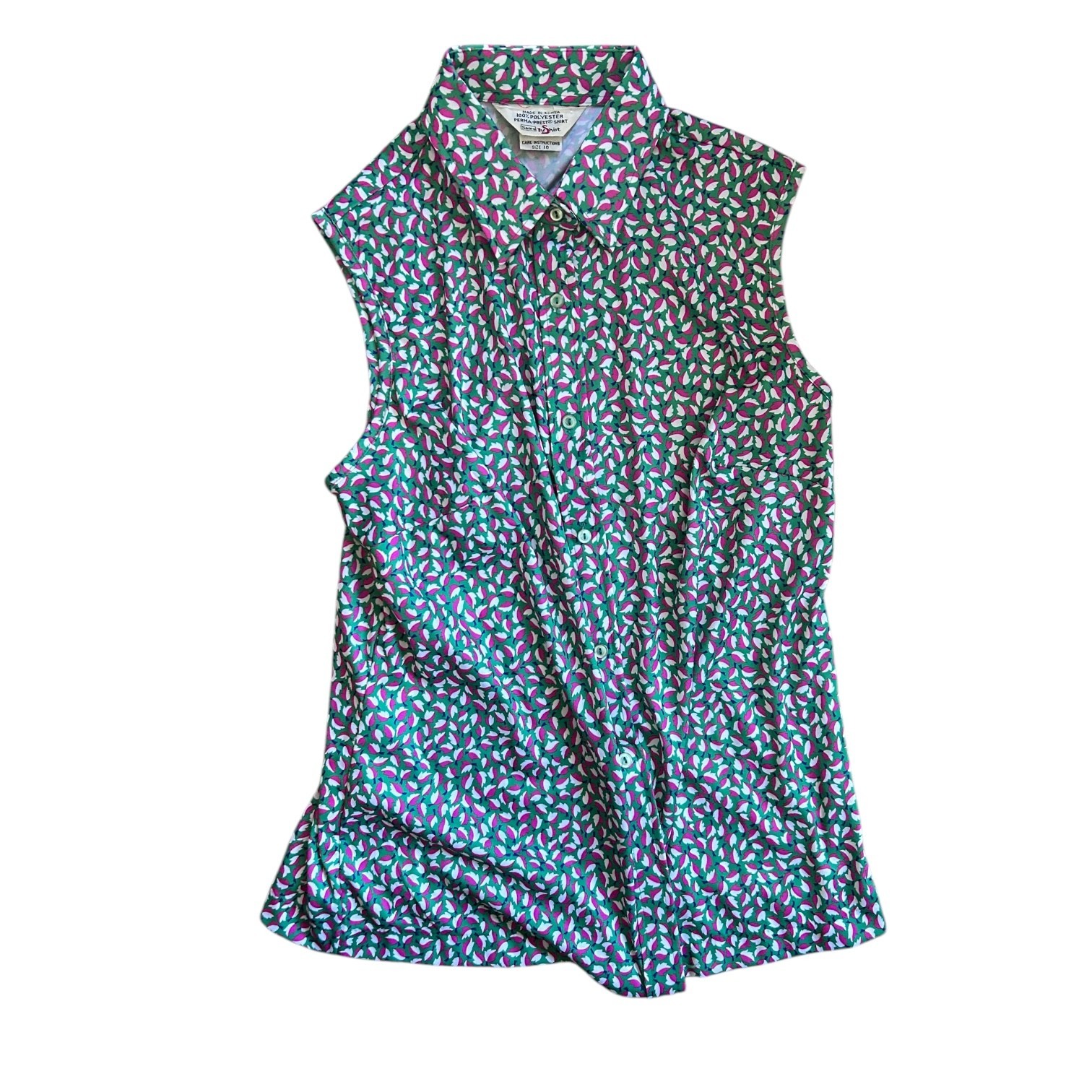 Vintage 1960s ’70s Sears 'The Shirt’ Pop Art Fall Leaves Sleeveless Blouse L/XL