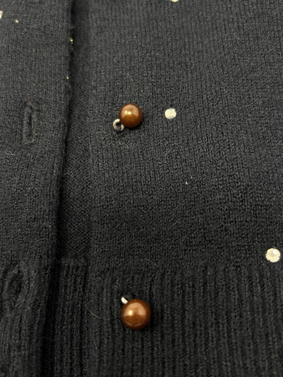 Vintage 1950’s Beaded Cardigan Sweater Black Med 38 Rhinestones Retro Gould