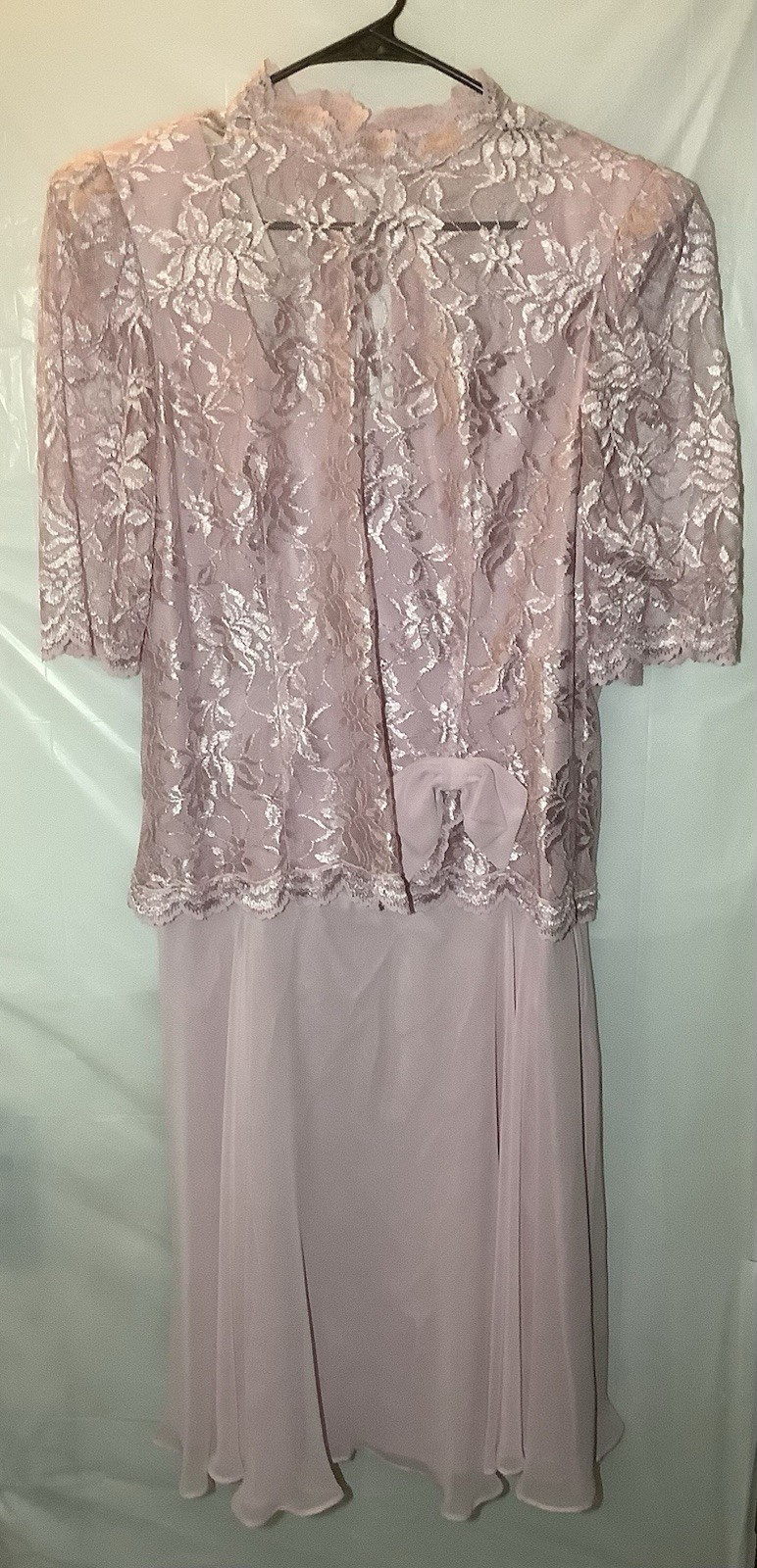 miss elliette dress vintage Long Pink Gown With Lace Jacket Size 16 Formal