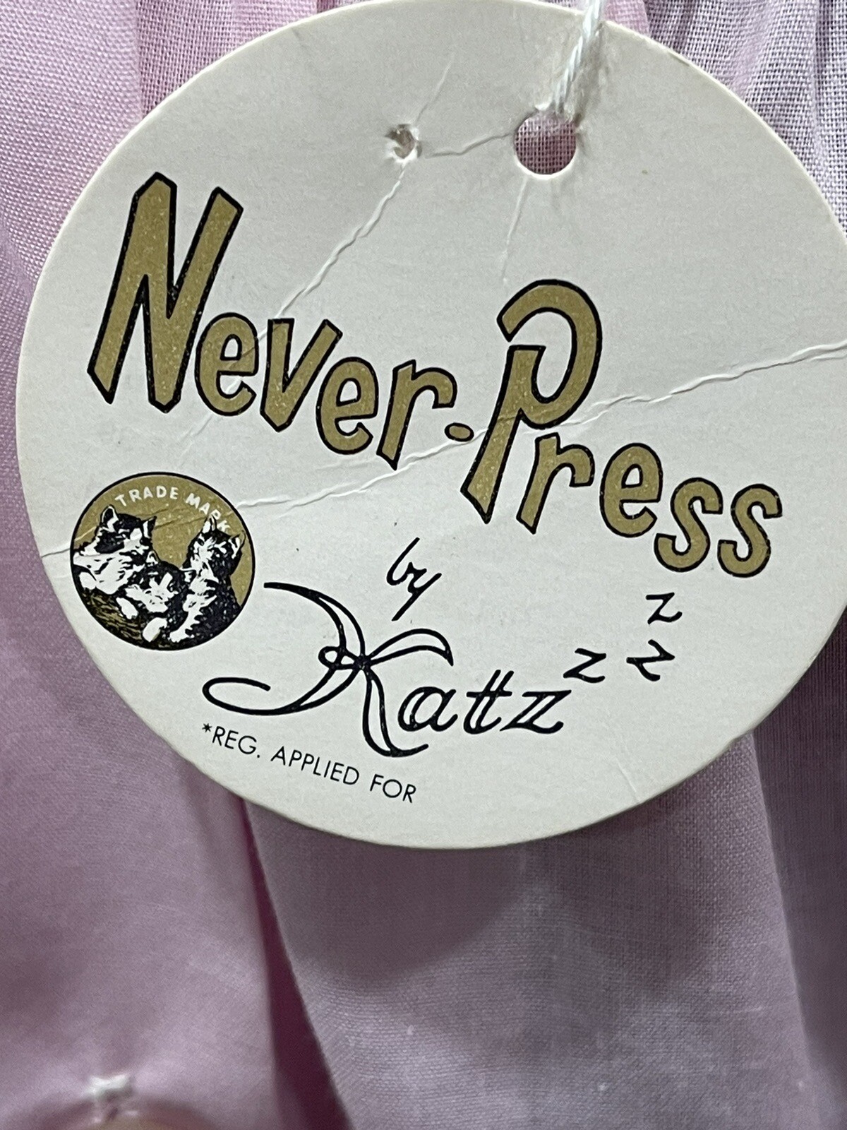 Vintage Katz Coat Never Press-NWT-NOS-baby Pink-embroidered Flowers-vtg Medium