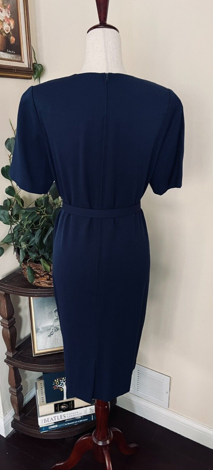 Diane Roberts Vintage Navy Blue Nautical Dress sz 14H Gold Star Buttons 3 piece
