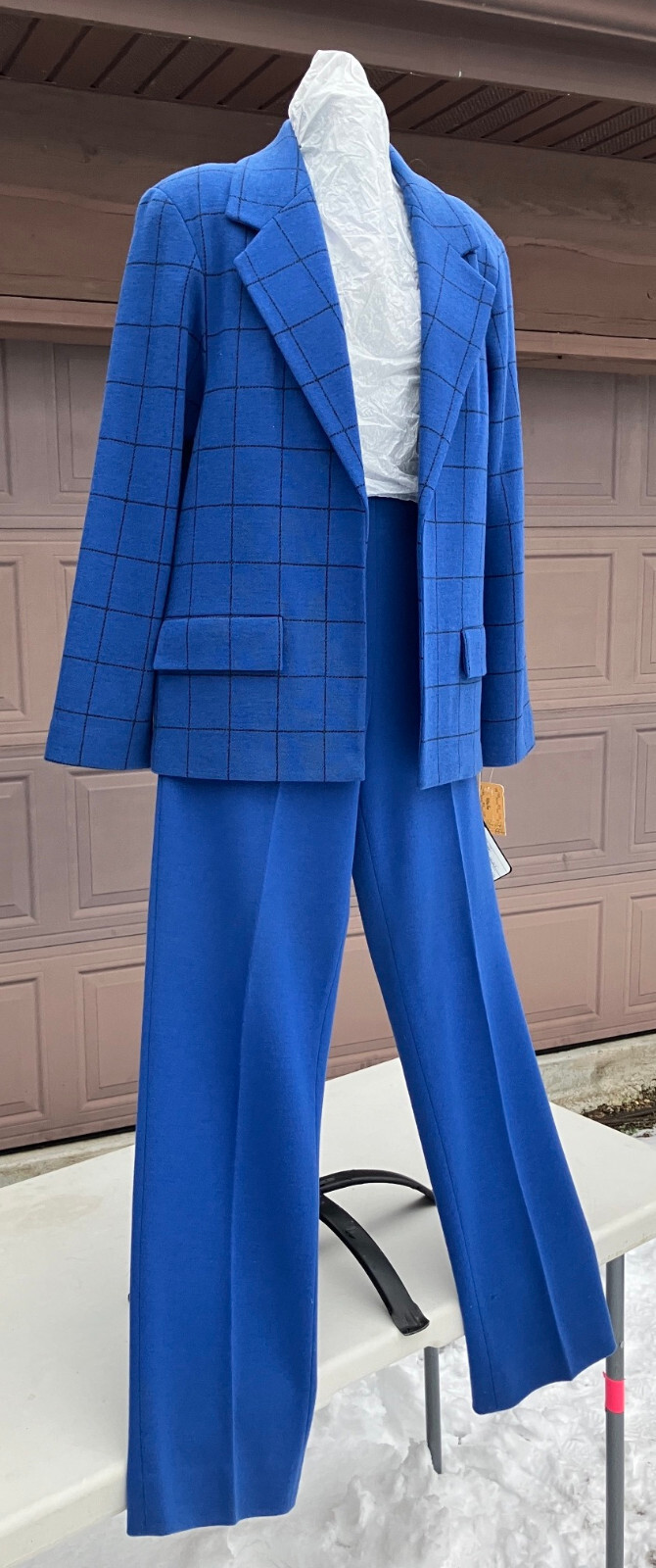 $310 orig NWT NOS sz 12 Bleyle suit pant jacket blue vintage virgin wool stretch